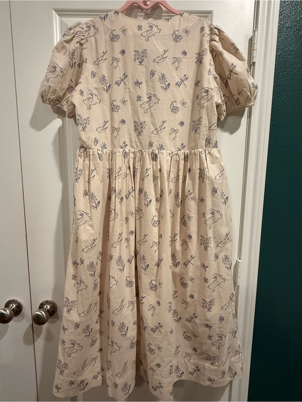 Beautiful Light Cream Floral Midi Dress with Front Tie Detail - Picture 8 of 10